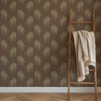 Mitchell Black Animal Parade Prowling Cheetah Wallpaper - Mahogany Plains