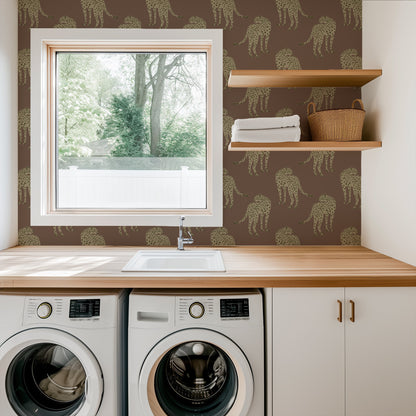 Mitchell Black Animal Parade Prowling Cheetah Wallpaper - Mahogany Plains