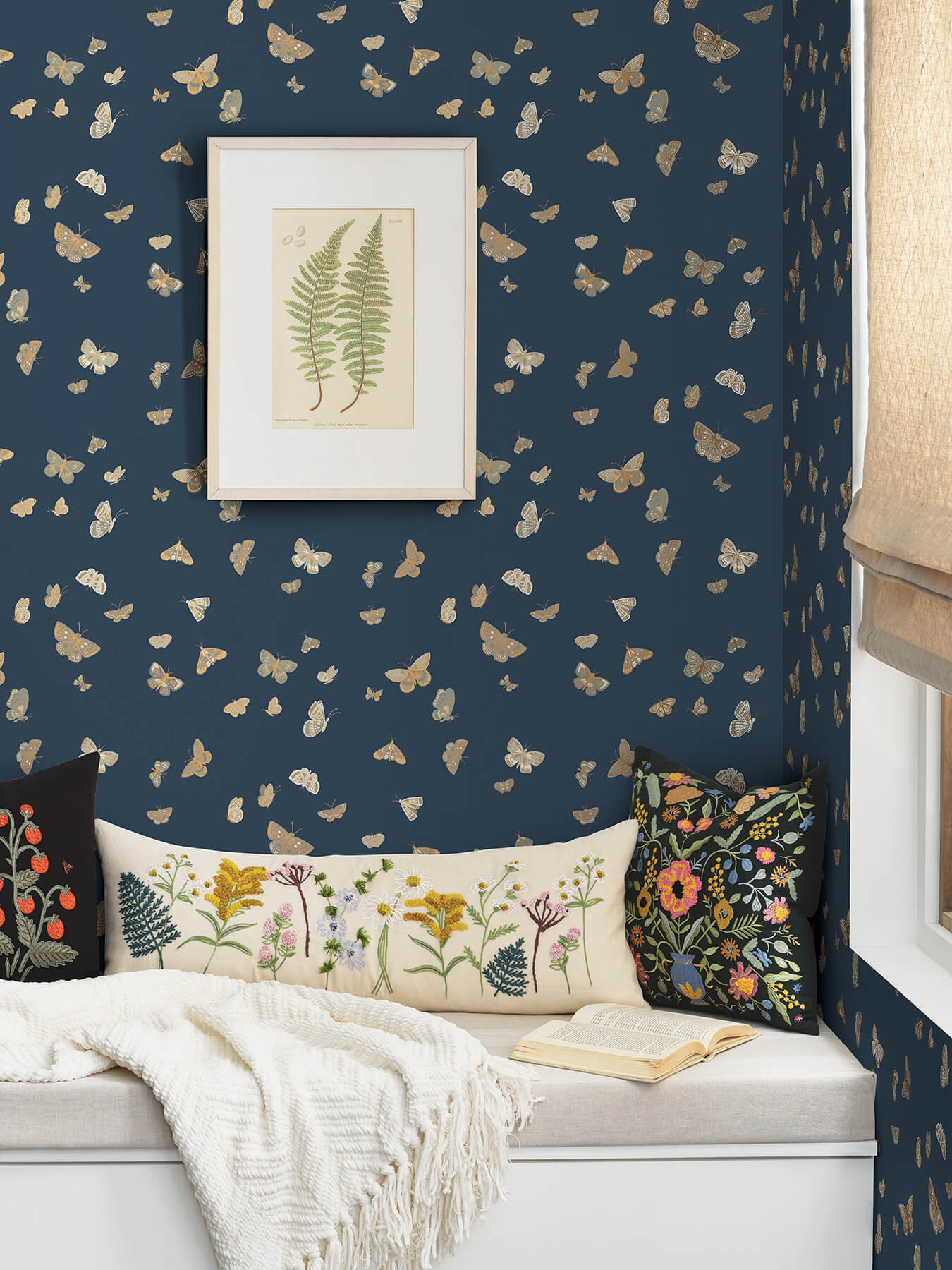 Rifle Paper Co. Butterfly House Wallpaper - Navy