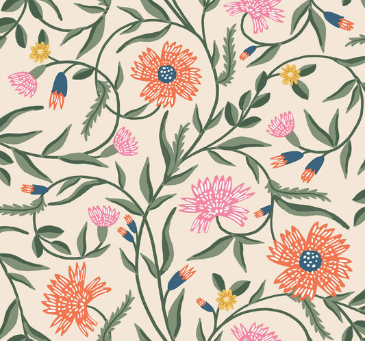 Rifle Paper Co. 3rd Edition Aster Wallpaper - Coral