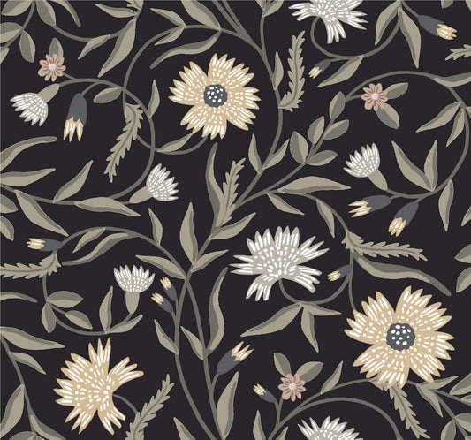 Rifle Paper Co. 3rd Edition Aster Wallpaper - Black
