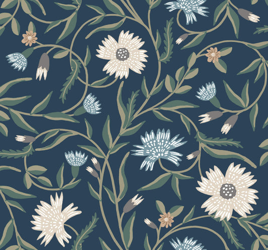 Rifle Paper Co. 3rd Edition Aster Wallpaper - Navy