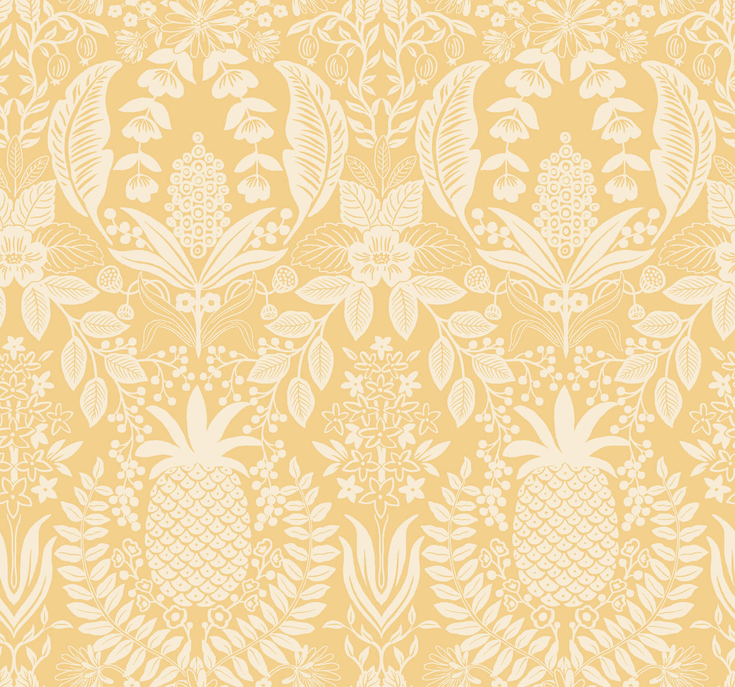 Rifle Paper Co. Pineapple Damask Wallpaper - Yellow