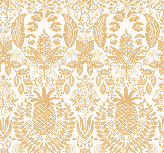 Rifle Paper Co. 3rd Edition Pineapple Damask Wallpaper - Gold