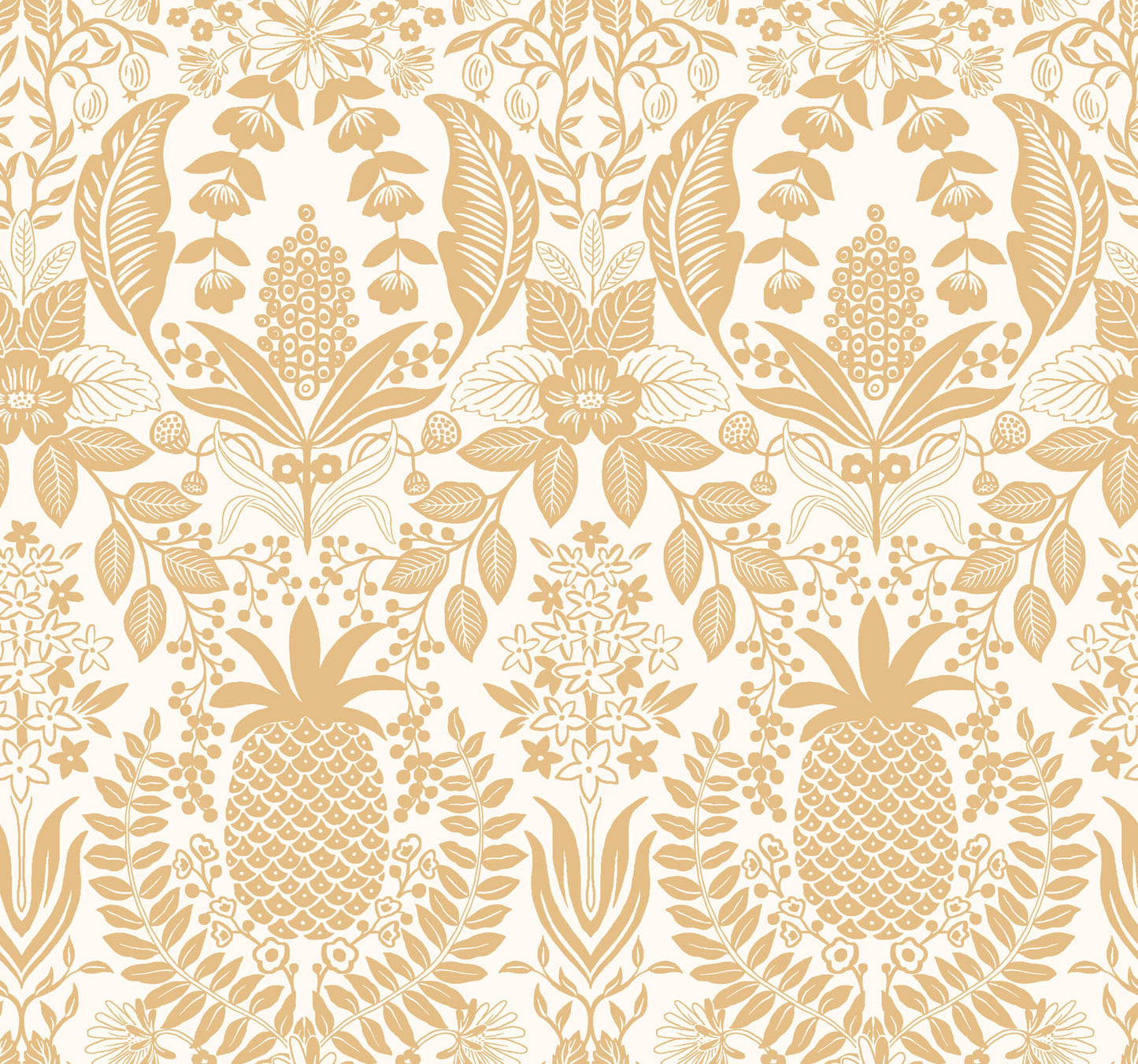 Rifle Paper Co. Pineapple Damask Wallpaper - Gold