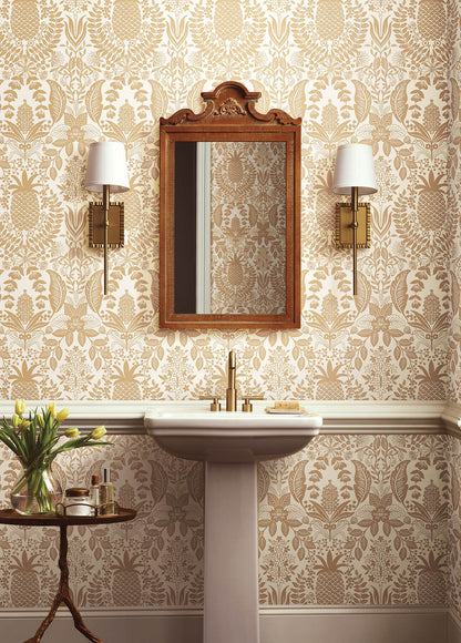 Rifle Paper Co. Pineapple Damask Wallpaper - Gold