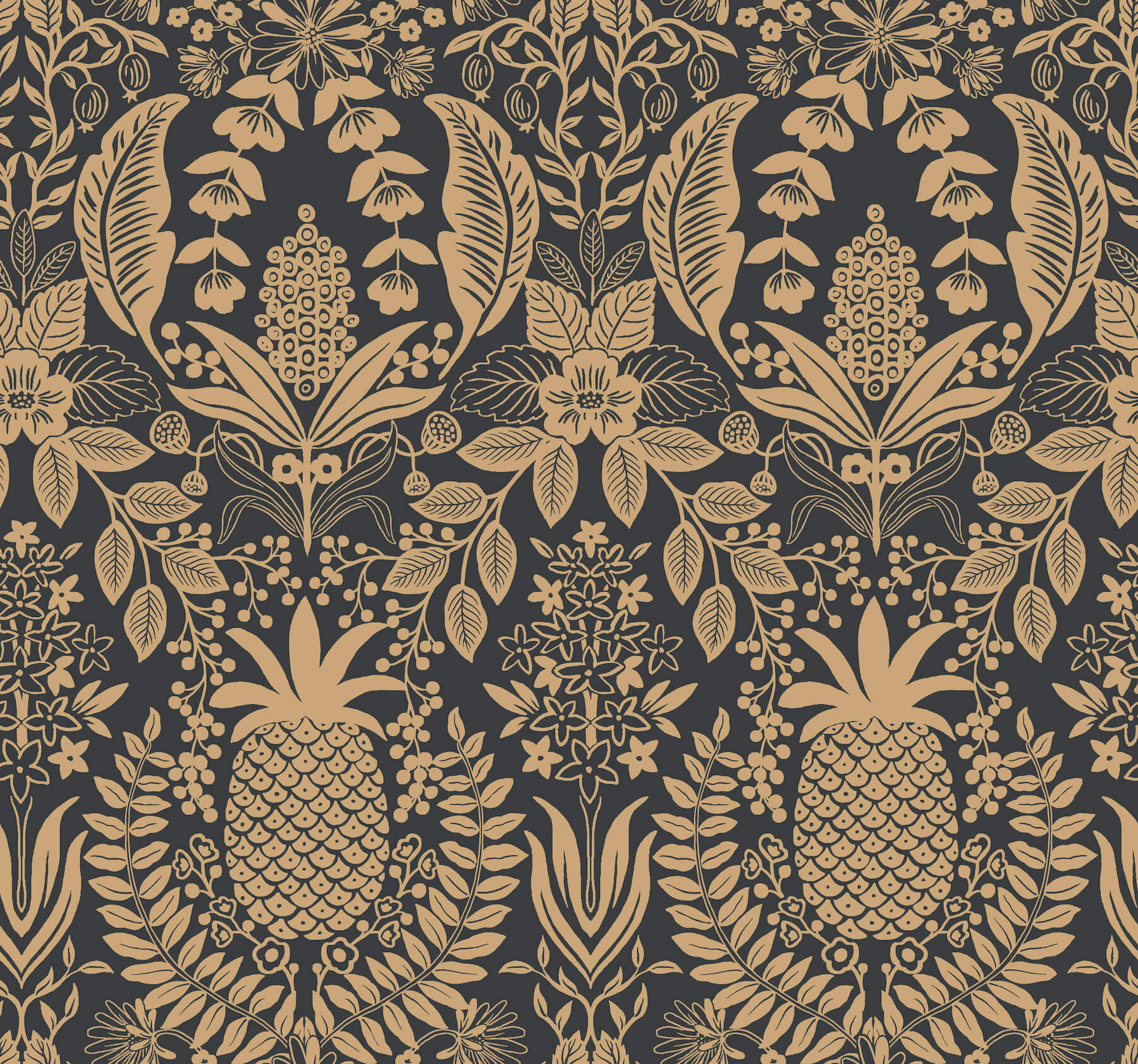 RF7483 Rifle Paper Co. 3rd Edition Pineapple Damask Wallpaper