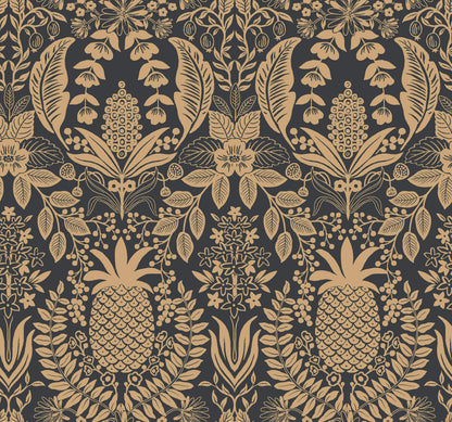 Rifle Paper Co. Pineapple Damask Wallpaper - Black