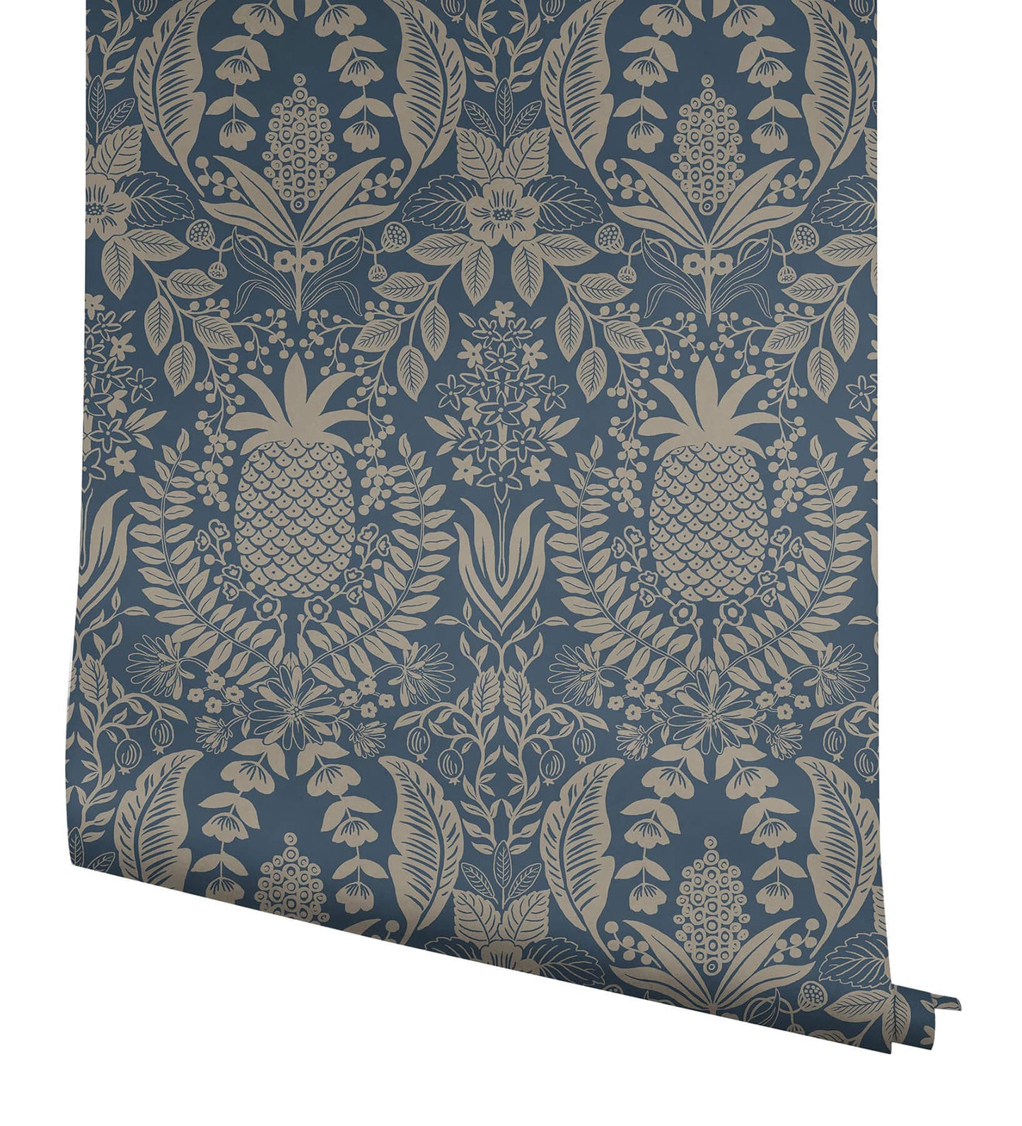 Rifle Paper Co. Pineapple Damask Wallpaper - Navy