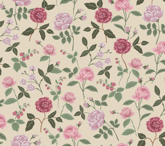 Rifle Paper Co. 3rd Edition Roses Wallpaper - Linen