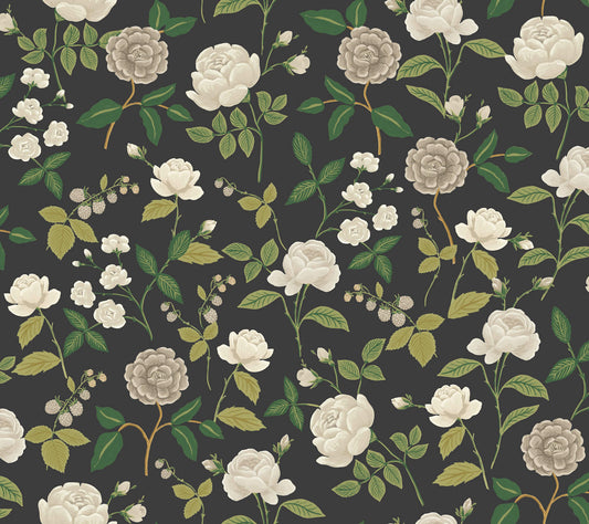 Rifle Paper Co. 3rd Edition Roses Wallpaper - Black