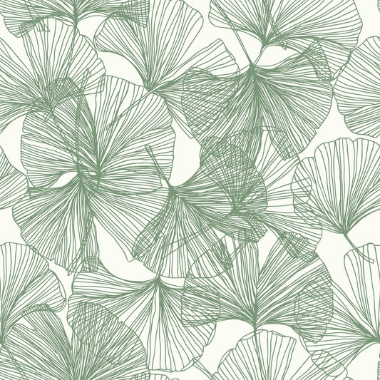 Ginkgo Leaves Peel & Stick Wallpaper - Green