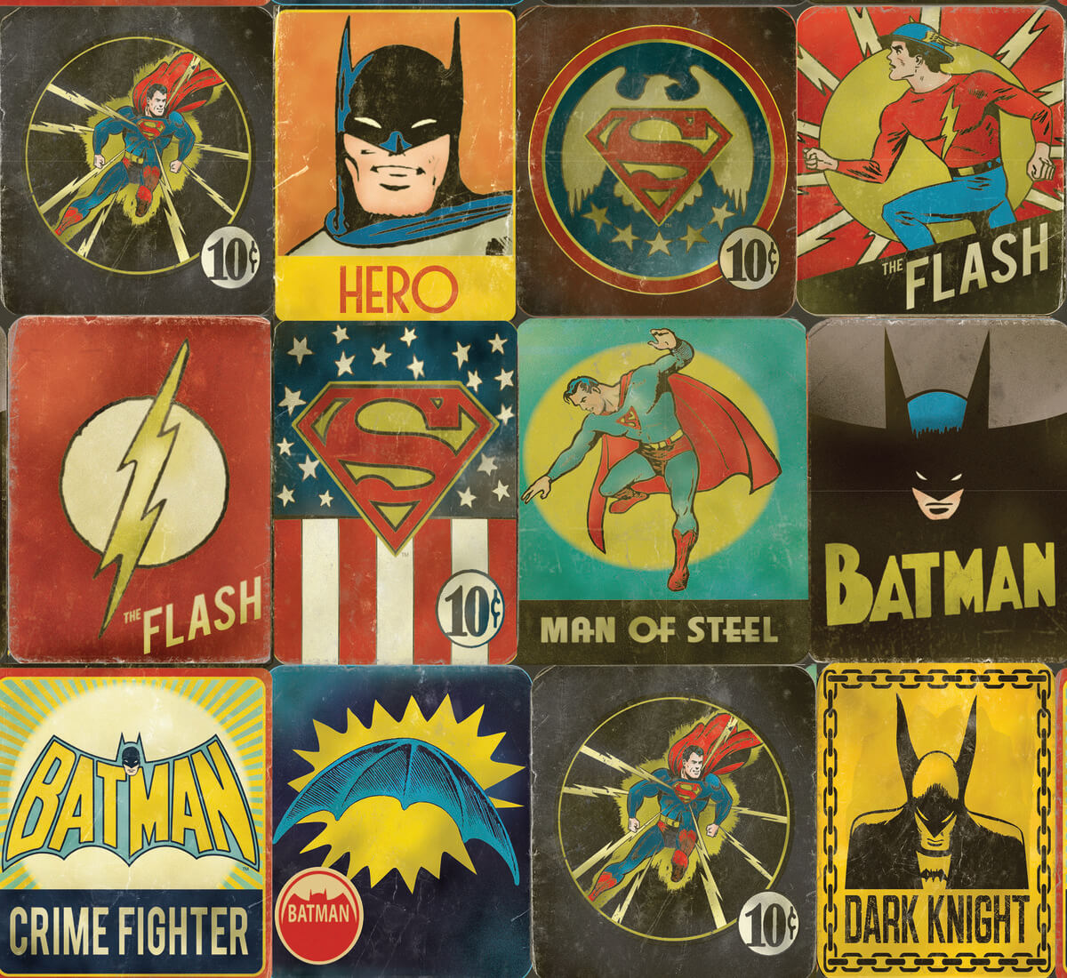 Vintage Justice League Peel & Stick Wallpaper