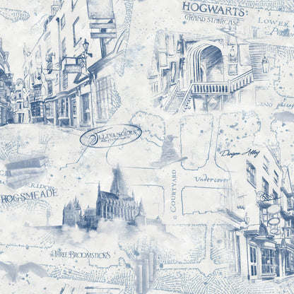 Harry Potter Hogwarts Map Peel & Stick Wallpaper - Blue