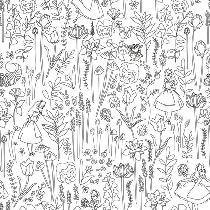 Disney Alice in Wonderland Garden Peel & Stick Wallpaper - Black & White