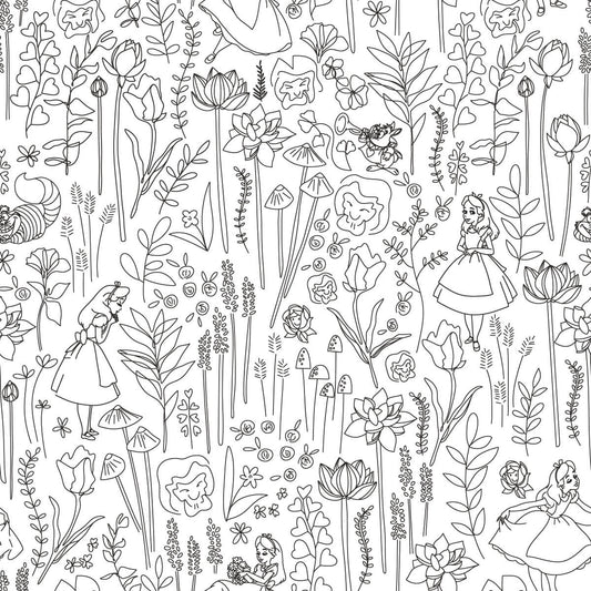 Disney Alice in Wonderland Garden Peel & Stick Wallpaper - Black & White