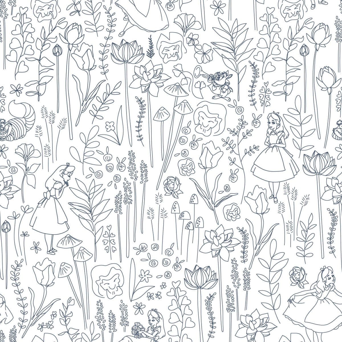 Disney Alice in Wonderland Garden Peel & Stick Wallpaper - Navy