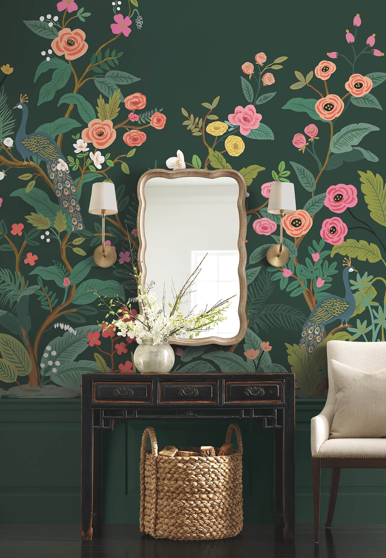 Rifle Paper Co. Peacock Wall Mural - Emerald