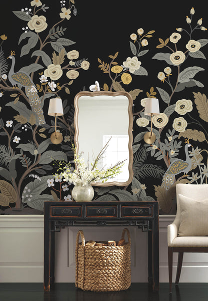 Rifle Paper Co. Peacock Wall Mural - Black