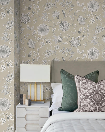 Toile Resource Library Sutton Wallpaper - Brown
