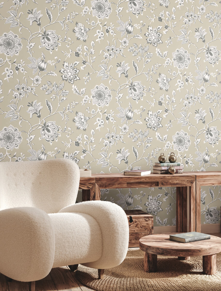 Toile Resource Library Sutton Wallpaper - Brown