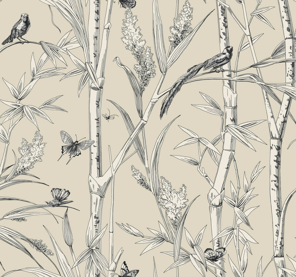 Toile Resource Library Bambou Toile Wallpaper - Brown