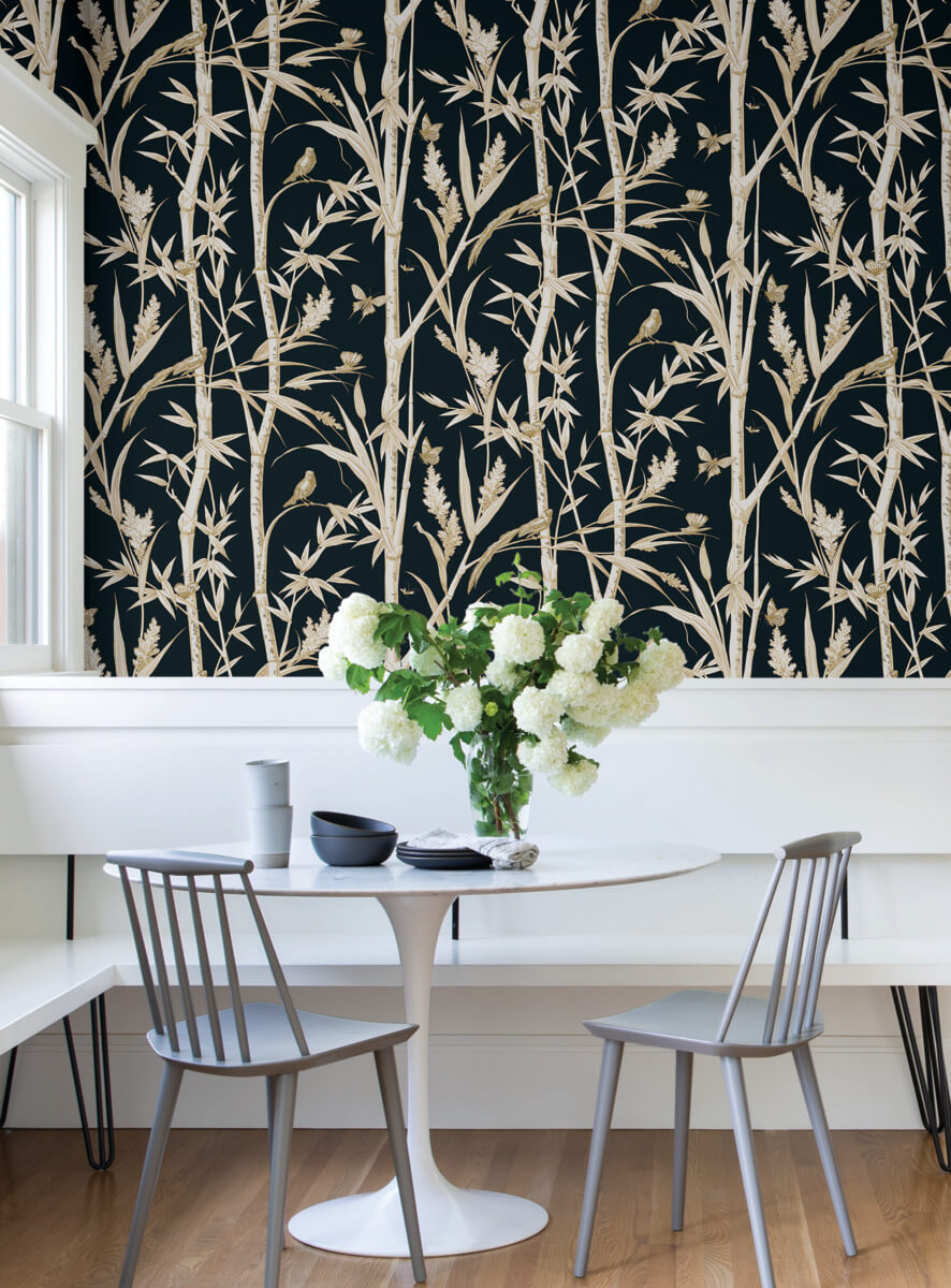 Toile Resource Library Bambou Toile Wallpaper - Black