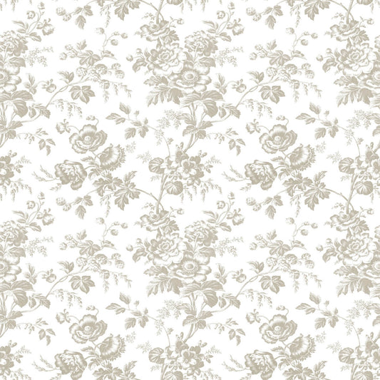 Toile Resource Library Anemone Toile Wallpaper - Brown