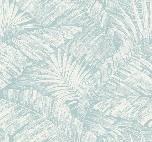 Toile Resource Library Palm Cove Toile Wallpaper - Blue