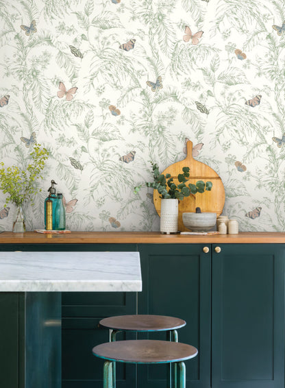 Toile Resource Library Papillon Wallpaper - Green