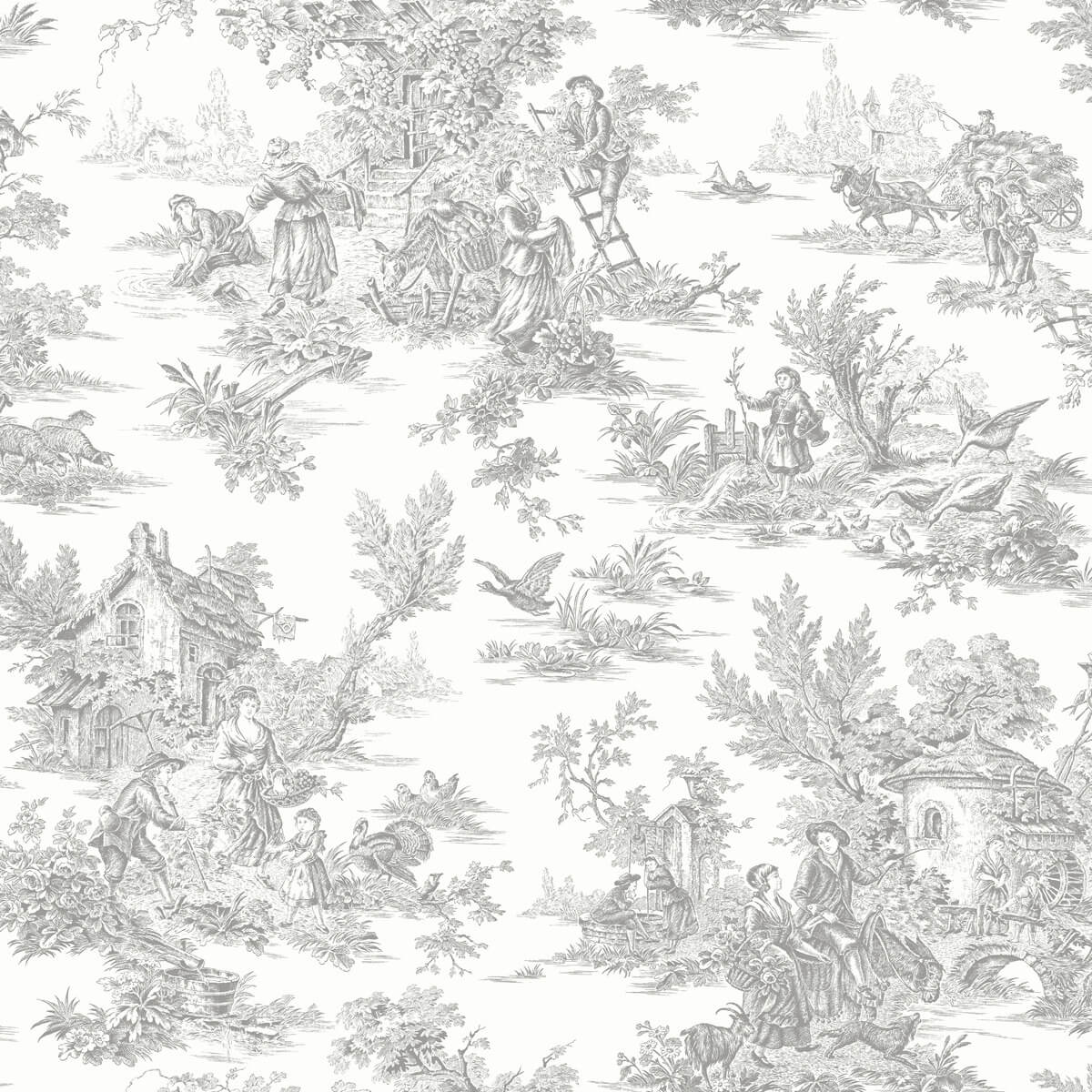 Toile Resource Library Campagne Toile Wallpaper - Gray