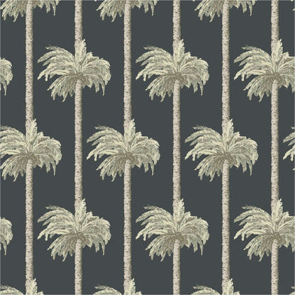 Mitchell Black Retro Tiki Palm Trees Wallpaper - Black