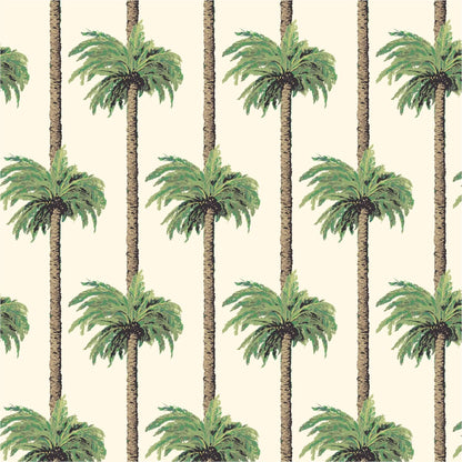 Mitchell Black Retro Tiki Palm Trees Wallpaper - Linen