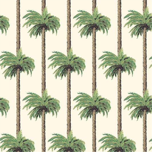 Mitchell Black Retro Tiki Palm Trees Wallpaper - Linen