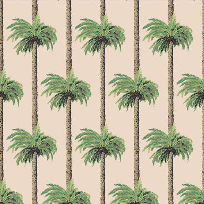 Mitchell Black Retro Tiki Palm Trees Wallpaper - Tan