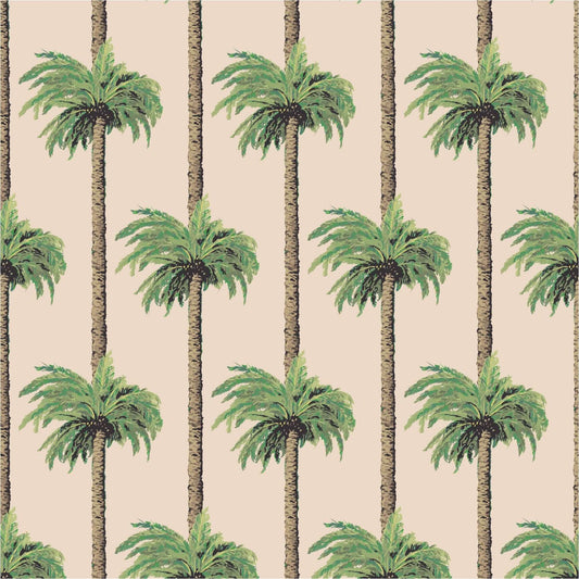 Mitchell Black Retro Tiki Palm Trees Wallpaper - Tan