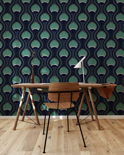 Mitchell Black Julianne Taylor Style Riviere Wallpaper - Blue