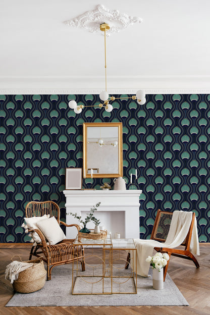 Mitchell Black Julianne Taylor Style Riviere Wallpaper - Blue