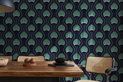 Mitchell Black Julianne Taylor Style Riviere Wallpaper - Blue