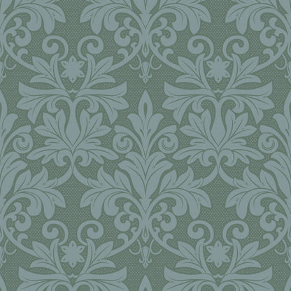 Mitchell Black Rococo Relief Wallpaper - Blue Green