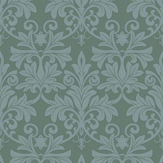 Mitchell Black Rococo Relief Wallpaper - Blue Green