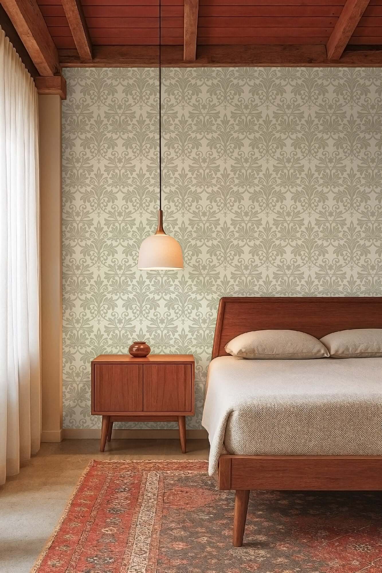 Mitchell Black Rococo Relief Wallpaper - Champagne