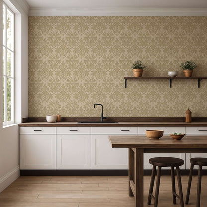 Mitchell Black Rococo Relief Wallpaper - Gold Tone