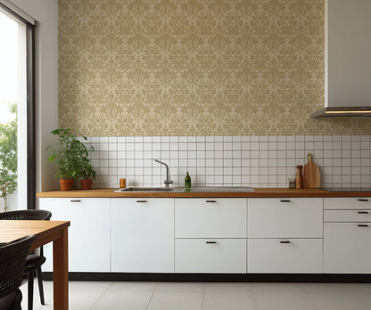 Mitchell Black Rococo Relief Wallpaper - Gold Tone