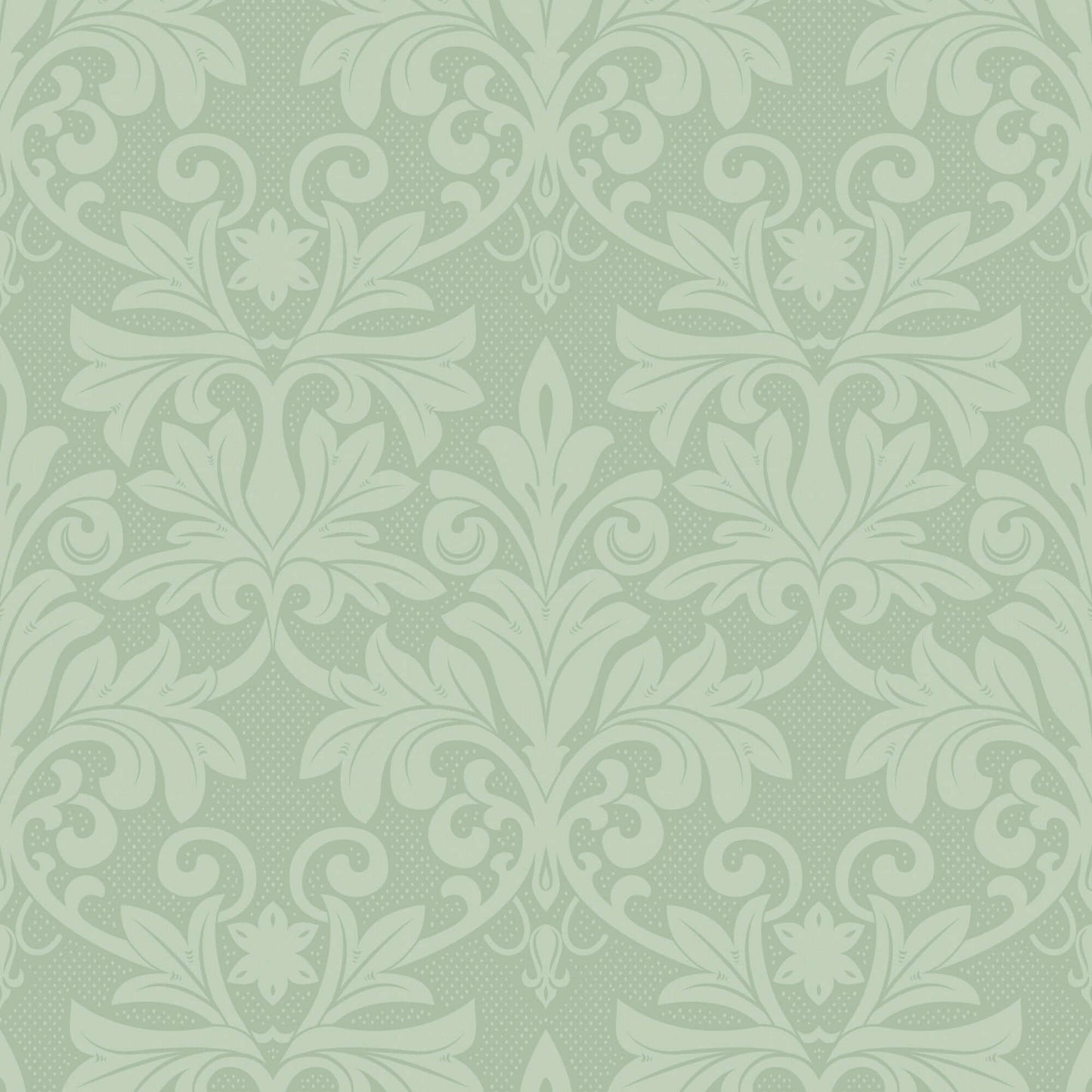 Mitchell Black Rococo Relief Wallpaper Sample - Misty Green