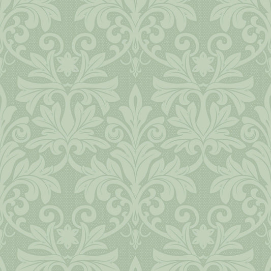 Mitchell Black Rococo Relief Wallpaper - Misty Green