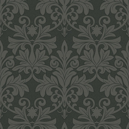 Mitchell Black Rococo Relief Wallpaper - Obsidian