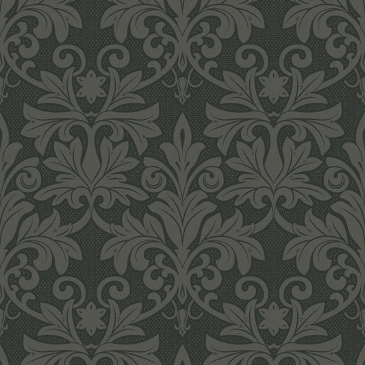 Mitchell Black Rococo Relief Wallpaper - Obsidian