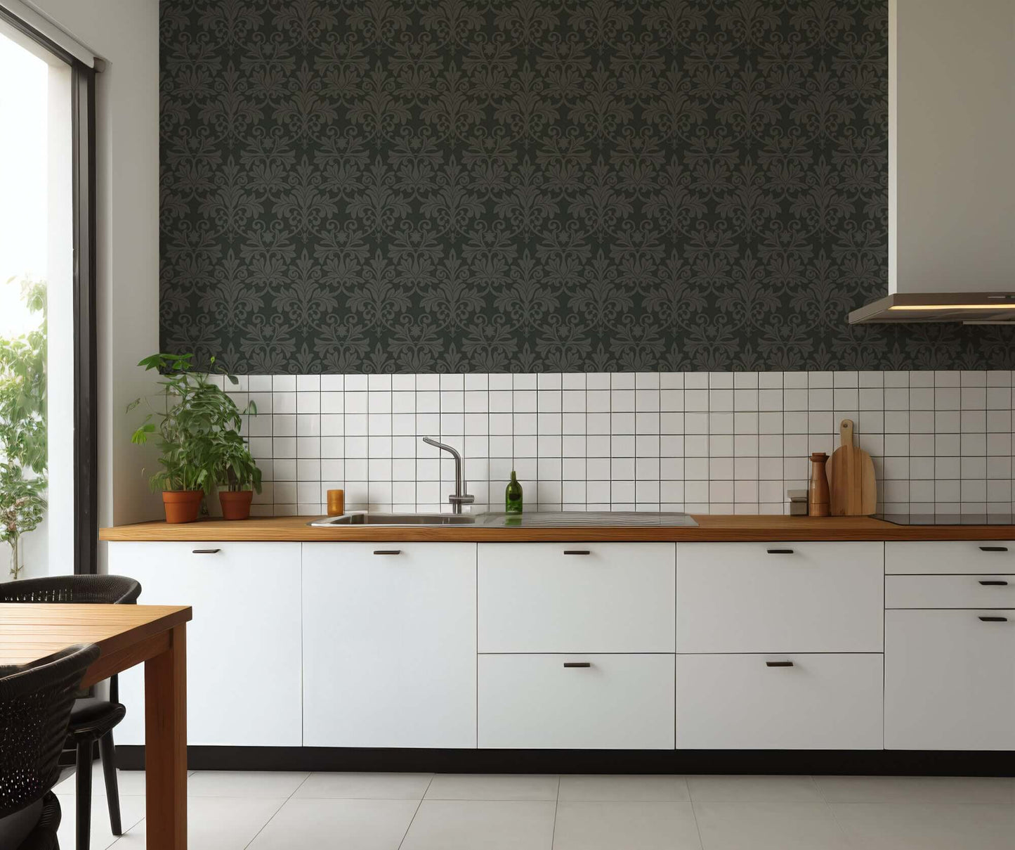 Mitchell Black Rococo Relief Wallpaper - Obsidian