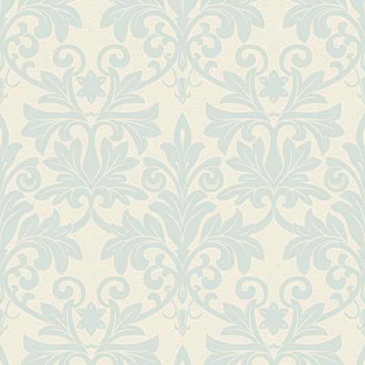 Mitchell Black Rococo Relief Wallpaper - Pale Blue Gray